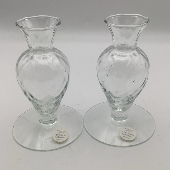 Vintage Princess House Pair of Hand Blown Crystal Candlestick Holders - Picture 1 of 9